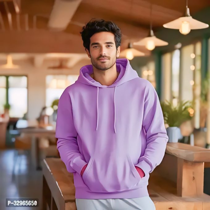 Stylish Wool Blend Solid Hoodie Sweatshirt