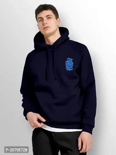 FTX Men Printed Full Sleeve Navy Blue Hoodie